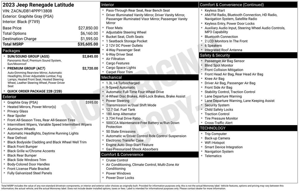 Used 2023 Jeep Renegade Latitude w/ Sun/Sound Group AWD/4WD image 38