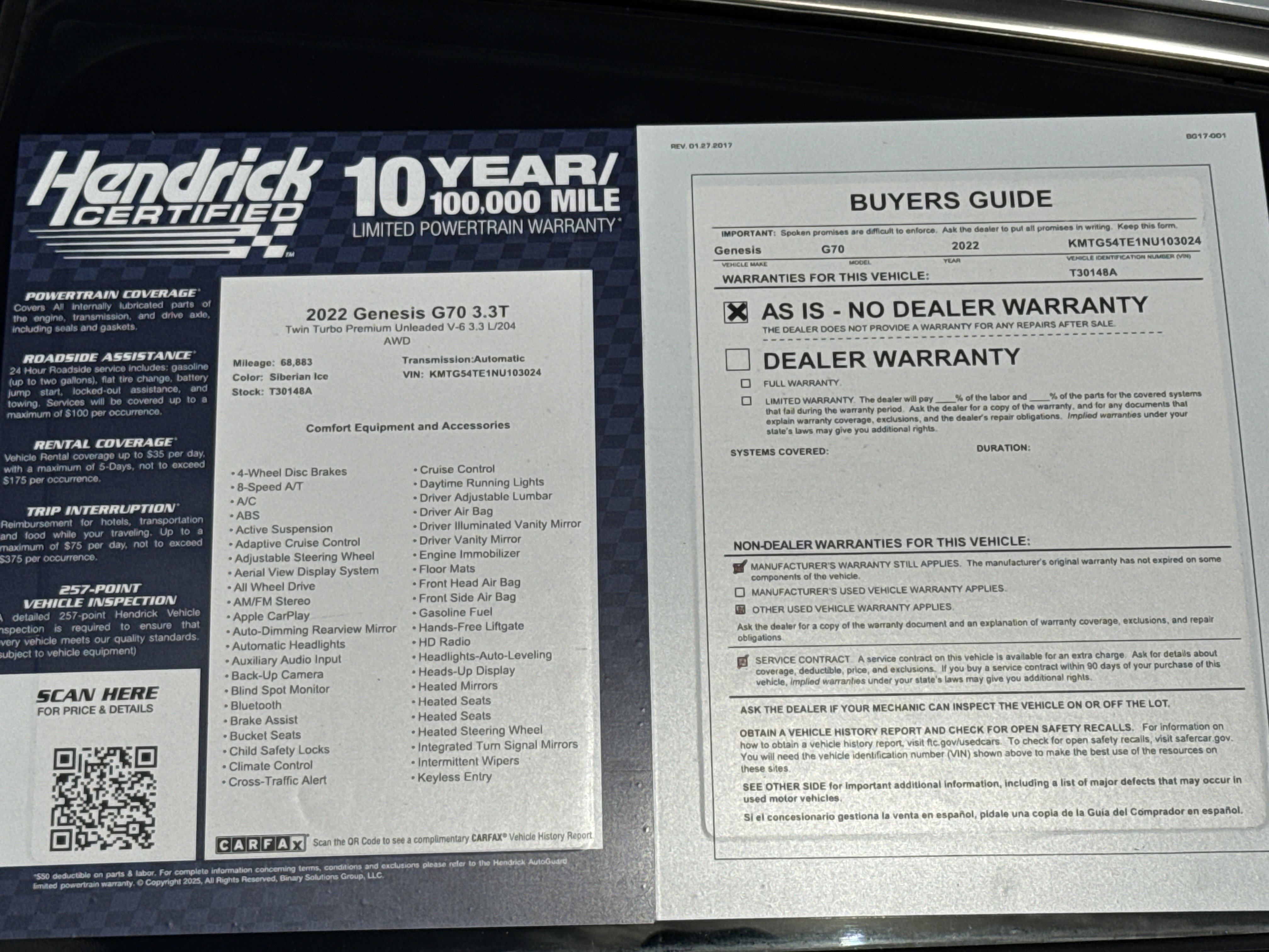 Used 2022 Genesis G70 3.3T w/ Sport Prestige Package image 35