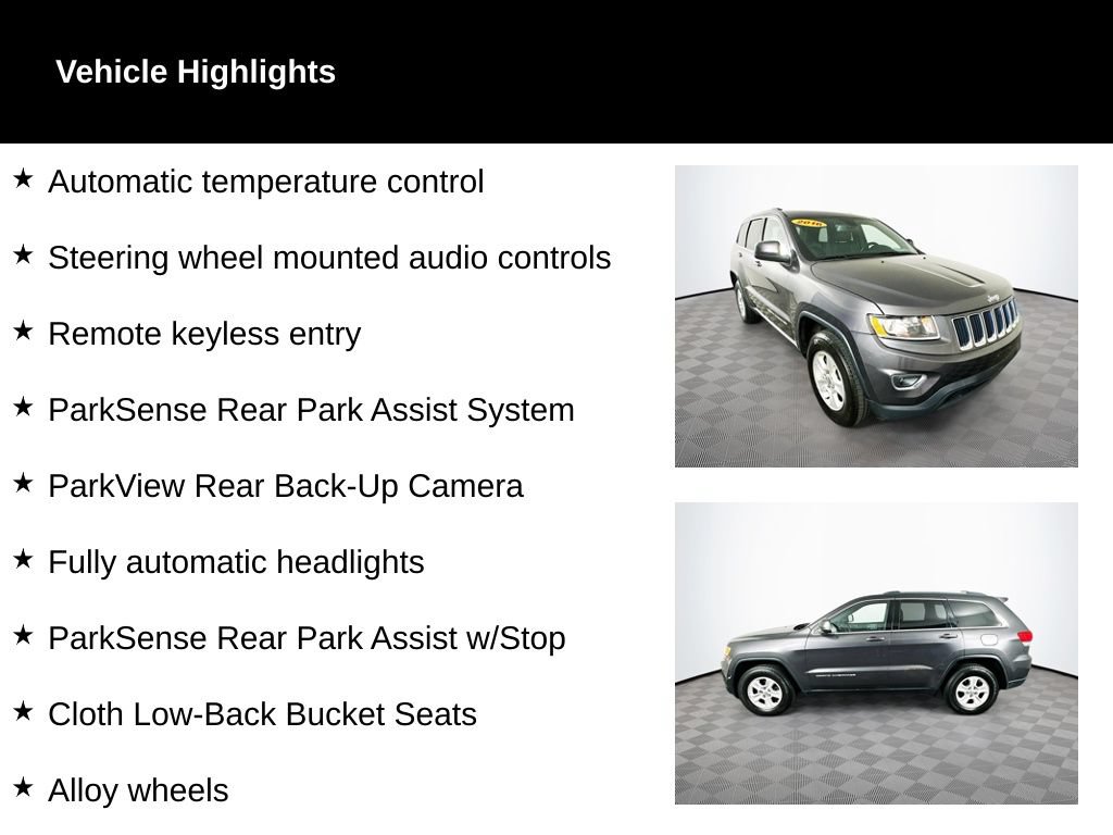 Used 2016 Jeep Grand Cherokee Laredo w/ Quick Order Package 23E AWD/4WD image 2
