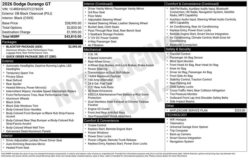 New 2026 Dodge Durango GT w/ Blacktop Package RWD image 32