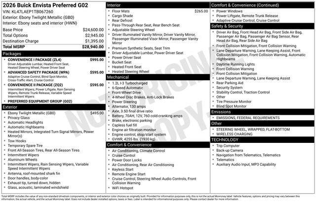 New 2026 Buick Envista Preferred w/ Convenience I Package image 3