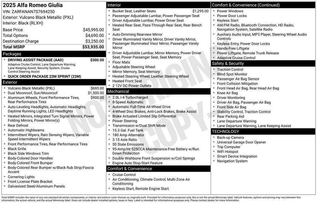 New 2025 Alfa Romeo Giulia AWD w/ Driving Assist Package image 6