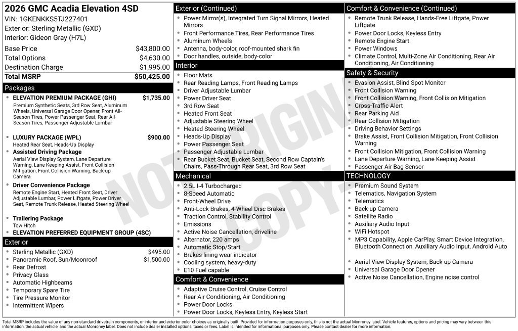 Used 2026 GMC Acadia Elevation w/ Elevation Premium Package FWD image 35