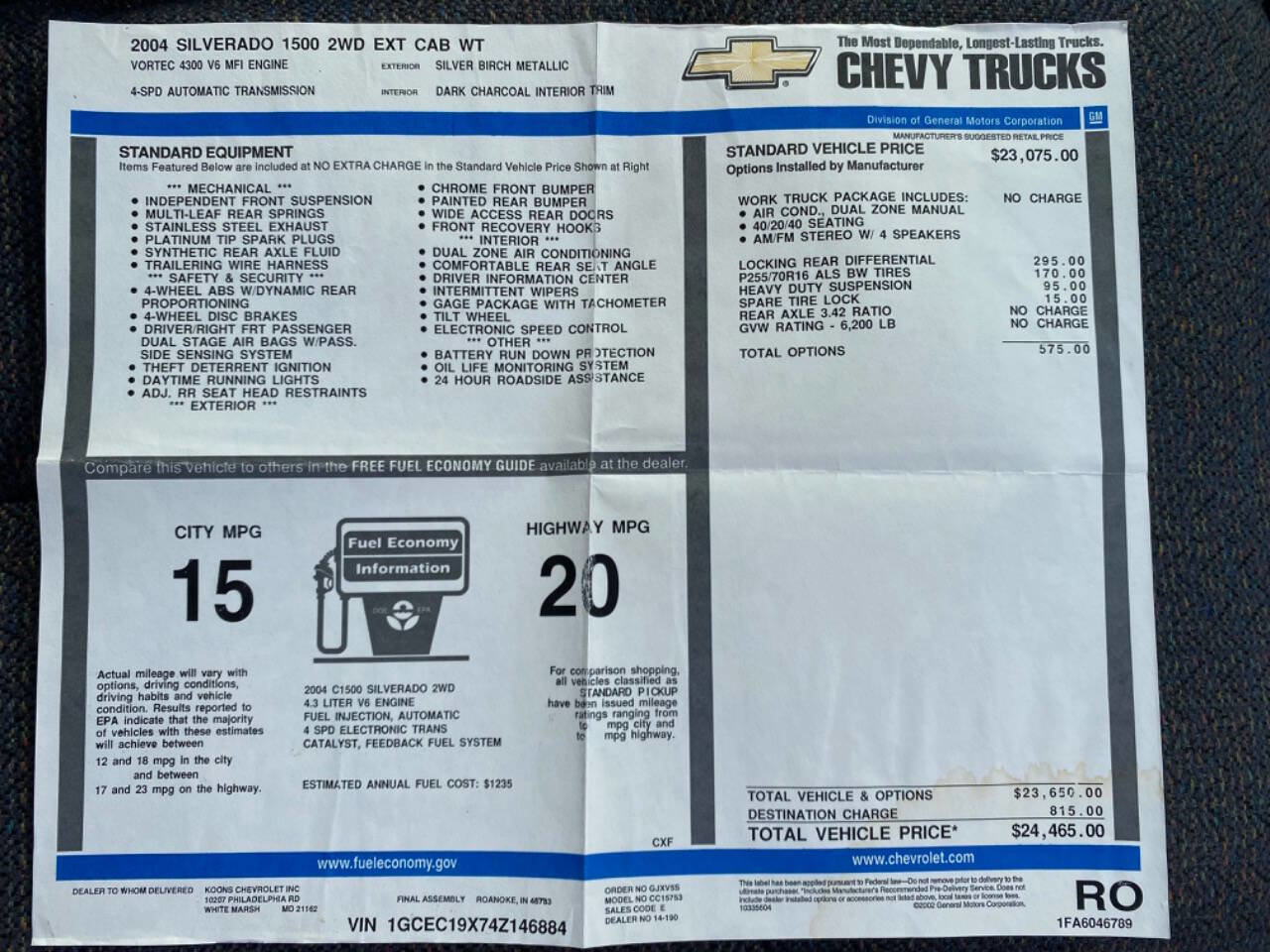 Used 2004 Chevrolet Silverado 1500 W/T image 68