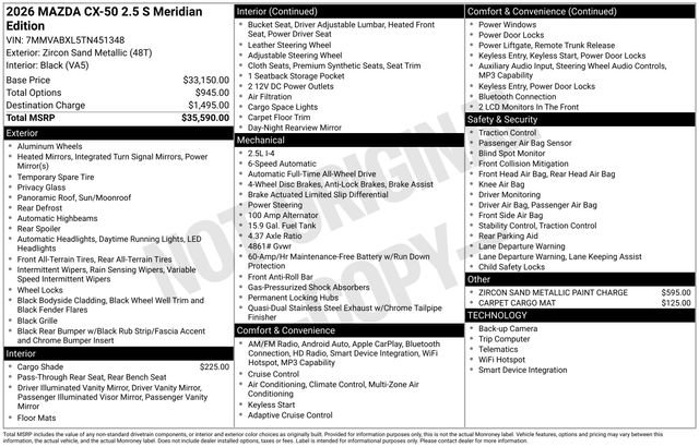 Certified 2026 MAZDA CX-50 Meridian Edition AWD/4WD image 6