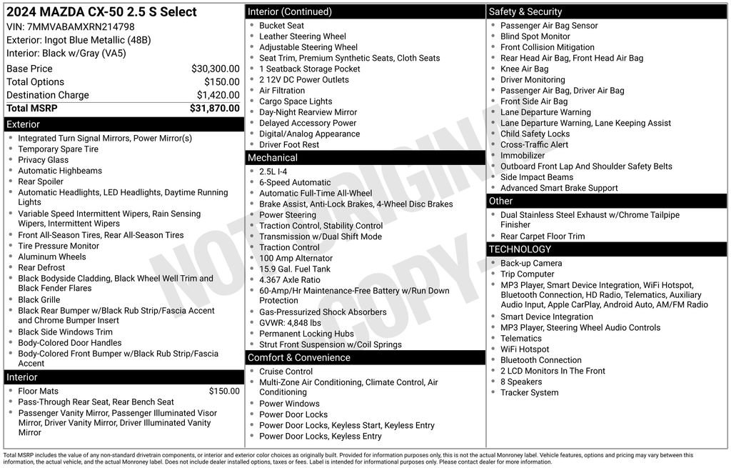 Used 2024 MAZDA CX-50 AWD 2.5 S w/ Select Package image 43