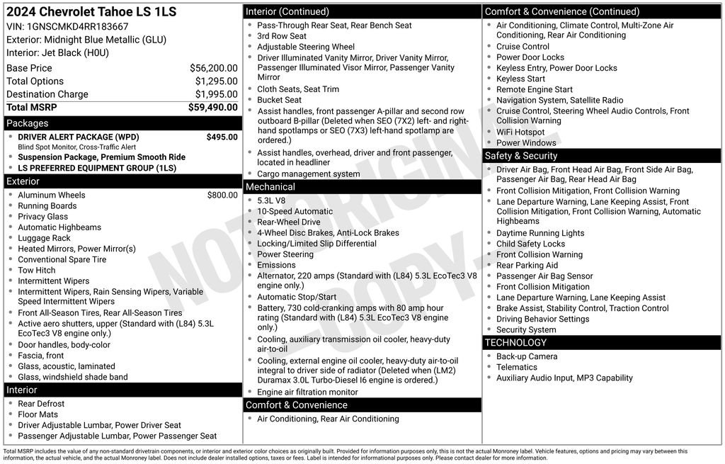Used 2024 Chevrolet Tahoe LS w/ Driver Alert Package RWD image 2