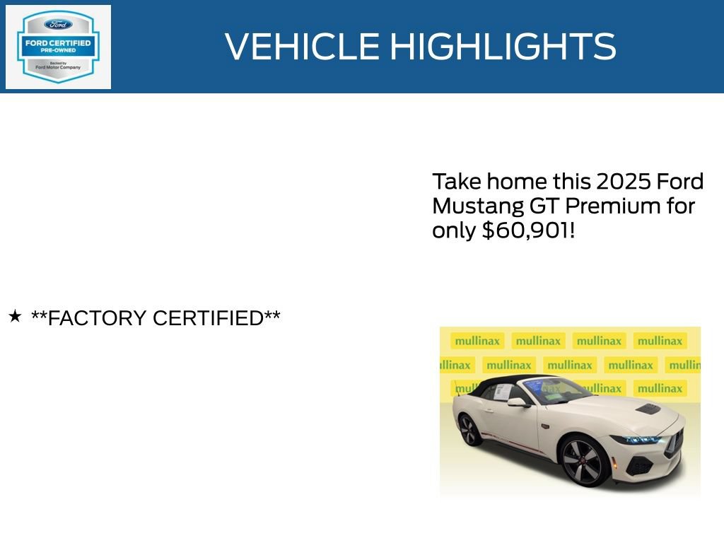 Certified 2025 Ford Mustang GT Premium w/ 60th Anniversary Package RWD image 12