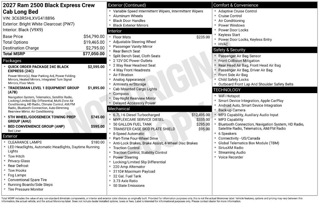 New 2027 RAM 2500 Tradesman AWD/4WD image 5