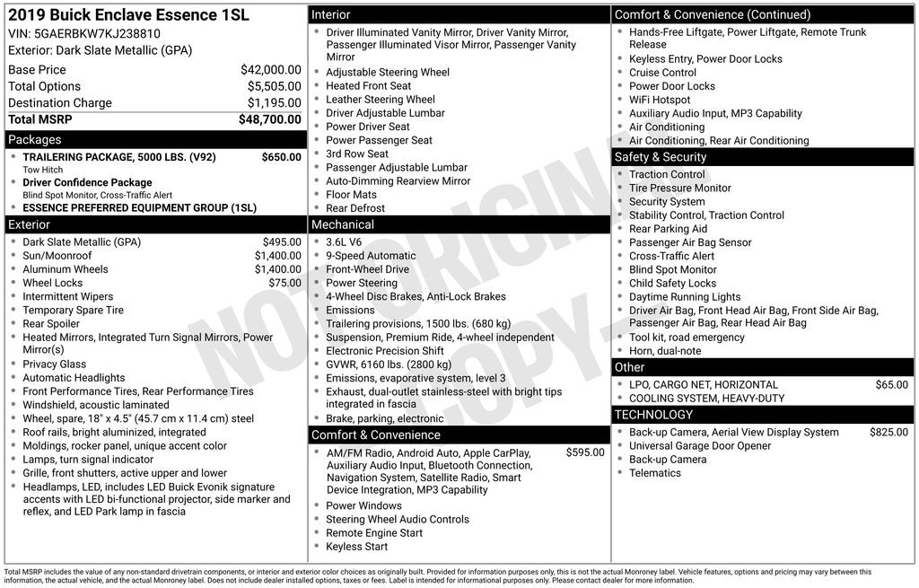Used 2019 Buick Enclave Essence w/ Trailering Package, 5000 lbs. FWD image 27