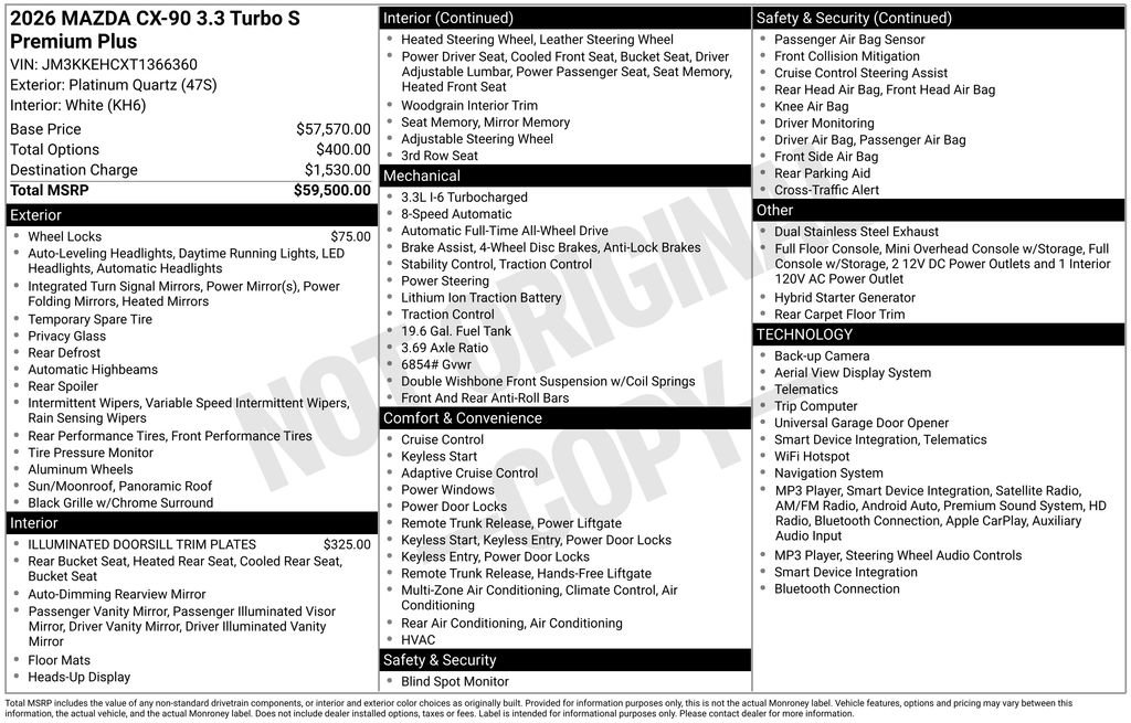New 2026 MAZDA CX-90 3.3 Turbo S w/ Premium Plus AWD/4WD image 2
