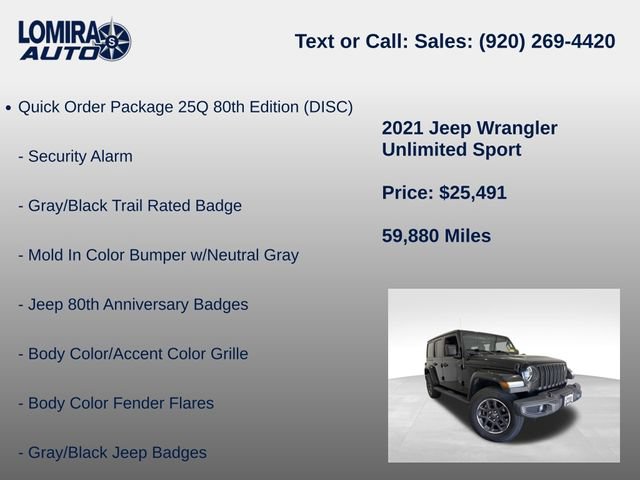 Used 2021 Jeep Wrangler Unlimited Sport AWD/4WD image 17