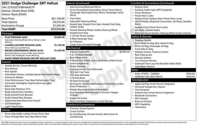 Used 2021 Dodge Challenger SRT Hellcat w/ Plus Package RWD image 40