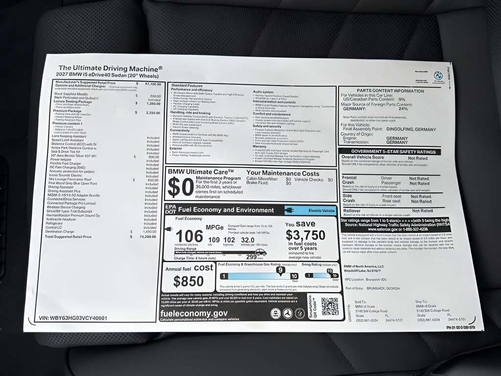 New 2027 BMW i5 eDrive40 w/ Premium Package RWD image 25