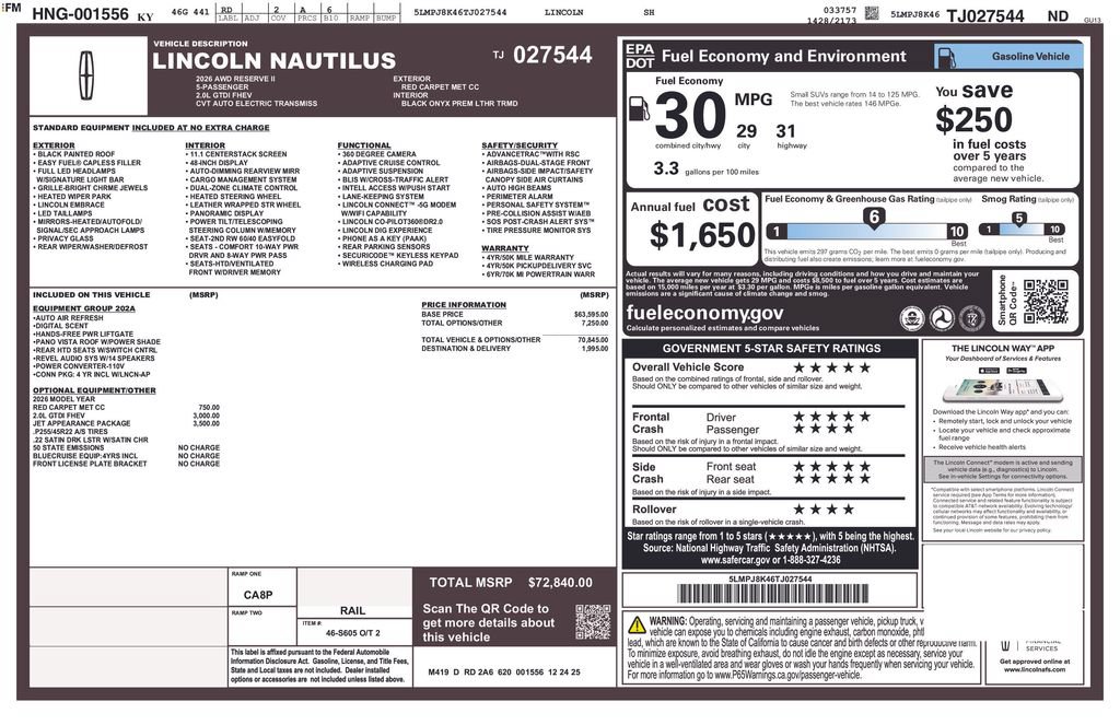 New 2026 Lincoln Nautilus Reserve w/ Jet Appearance Package AWD/4WD image 28