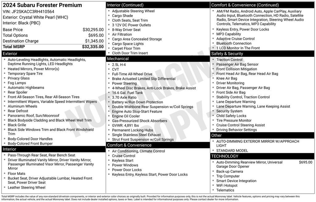 Certified 2024 Subaru Forester Premium AWD/4WD image 36
