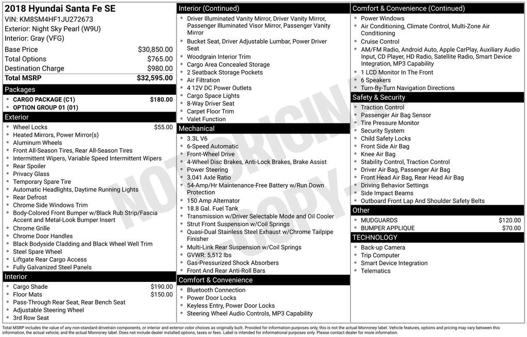 Used 2018 Hyundai Santa Fe SE w/ Cargo Package image 12