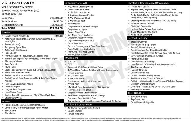 Certified 2025 Honda HR-V LX image 31
