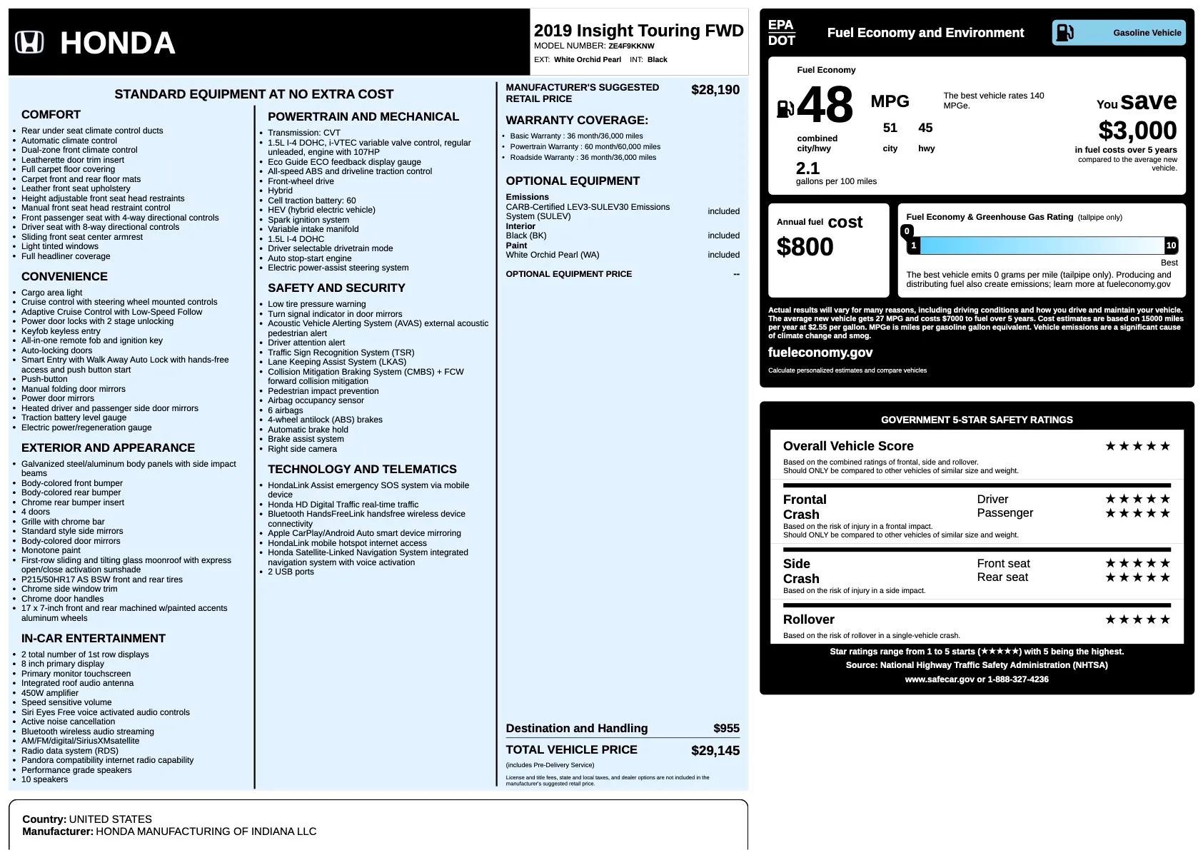 Used 2019 Honda Insight Touring image 32