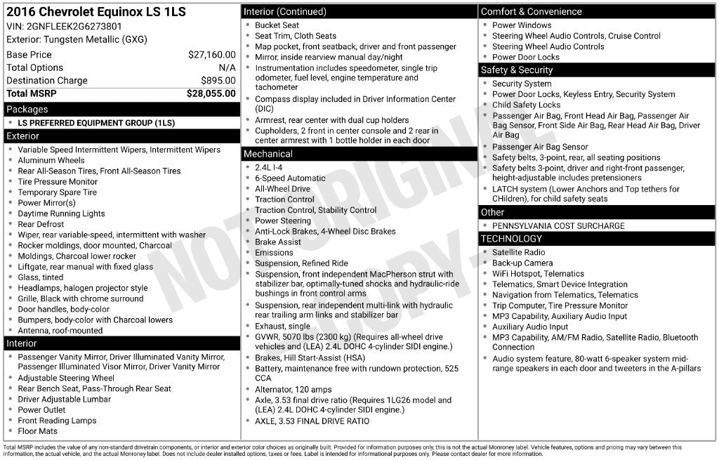 Certified 2016 Chevrolet Equinox LS AWD/4WD image 12