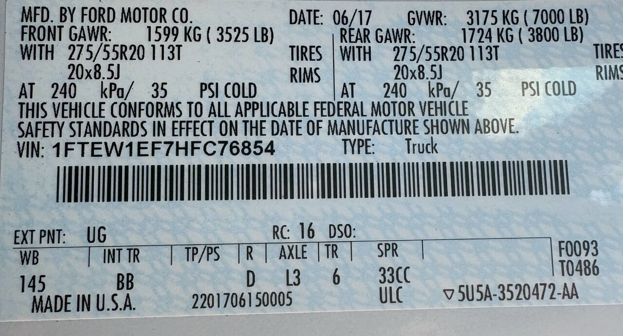 Used 2017 Ford F150 Platinum w/ Equipment Group 701A Luxury image 13