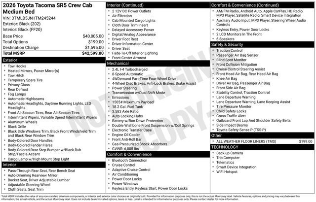 New 2026 Toyota Tacoma SR5 AWD/4WD image 6