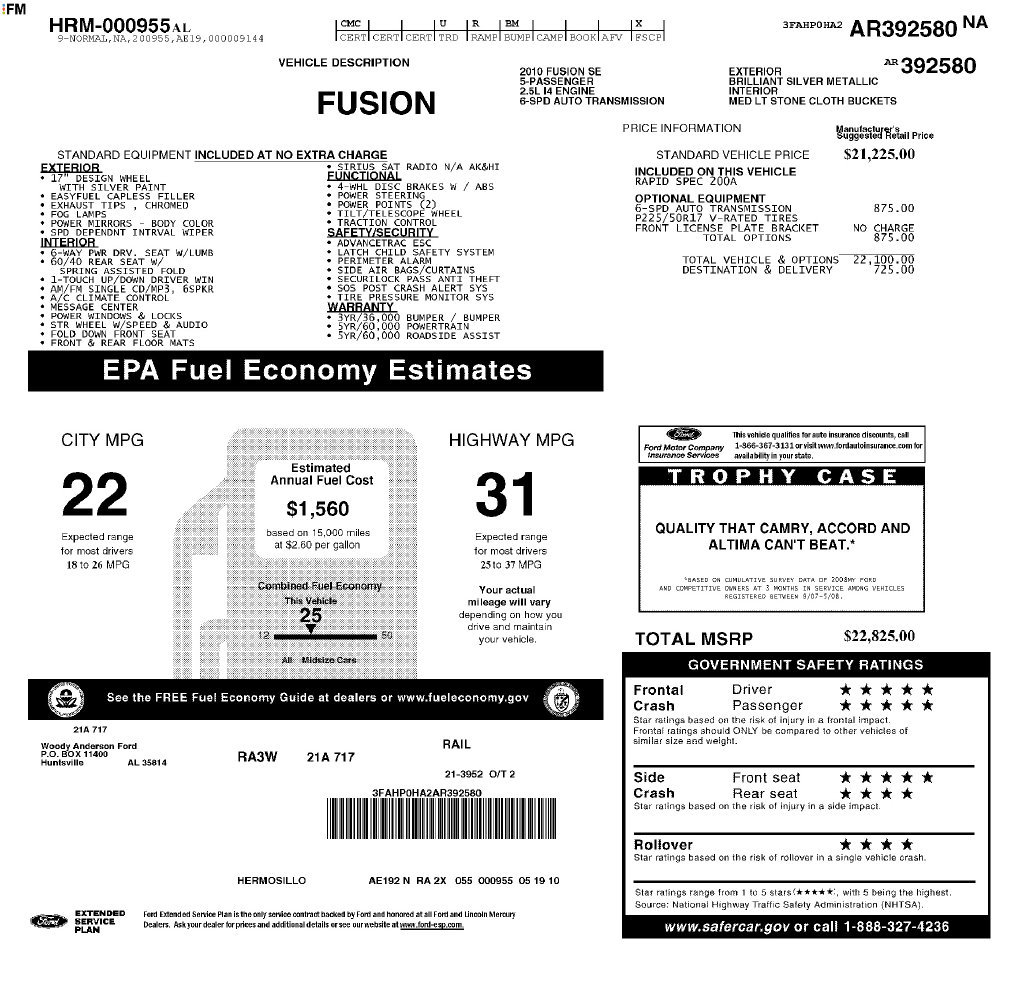 Used 2010 Ford Fusion SE FWD image 25
