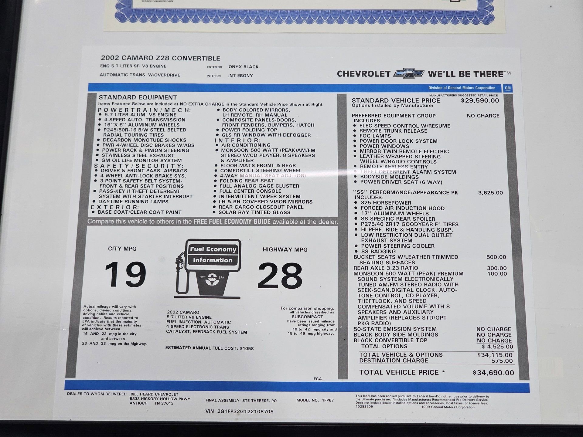 Used 2002 Chevrolet Camaro Z28 w/ SS Performance/Appearance Pkg image 18