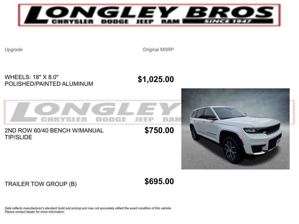 Used 2023 Jeep Grand Cherokee L Limited w/ Trailer Tow Group (B) AWD/4WD image 2