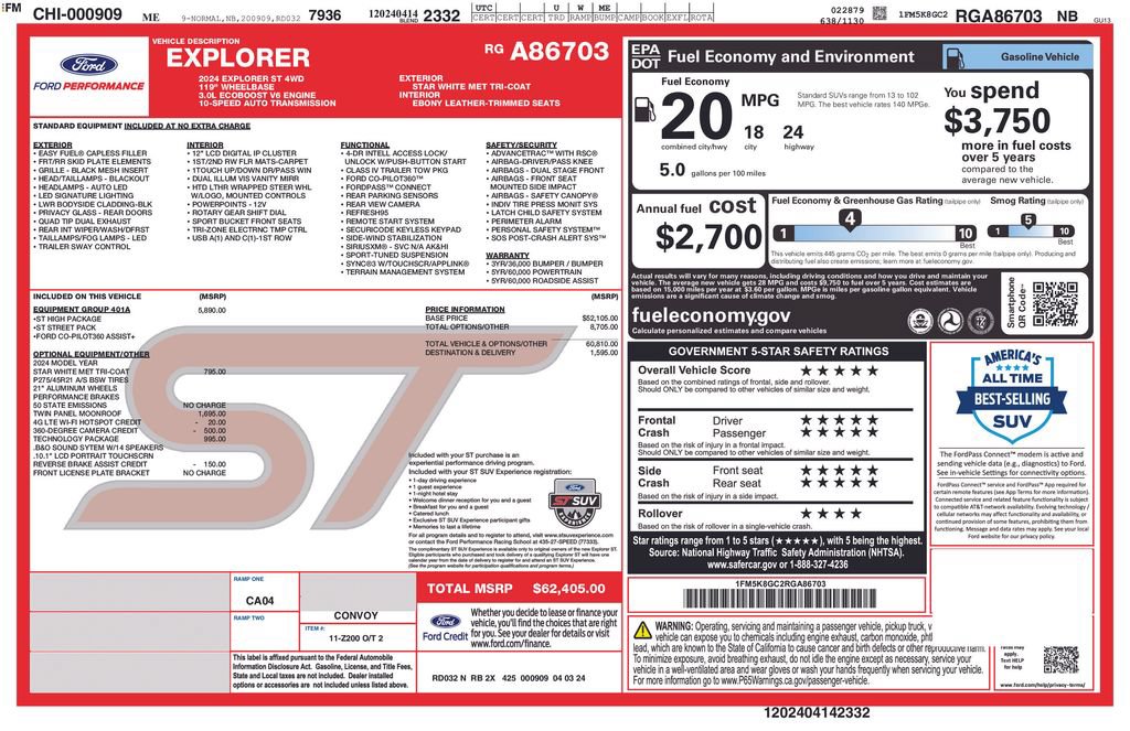 Used 2024 Ford Explorer ST w/ Equipment Group 401A AWD/4WD image 27