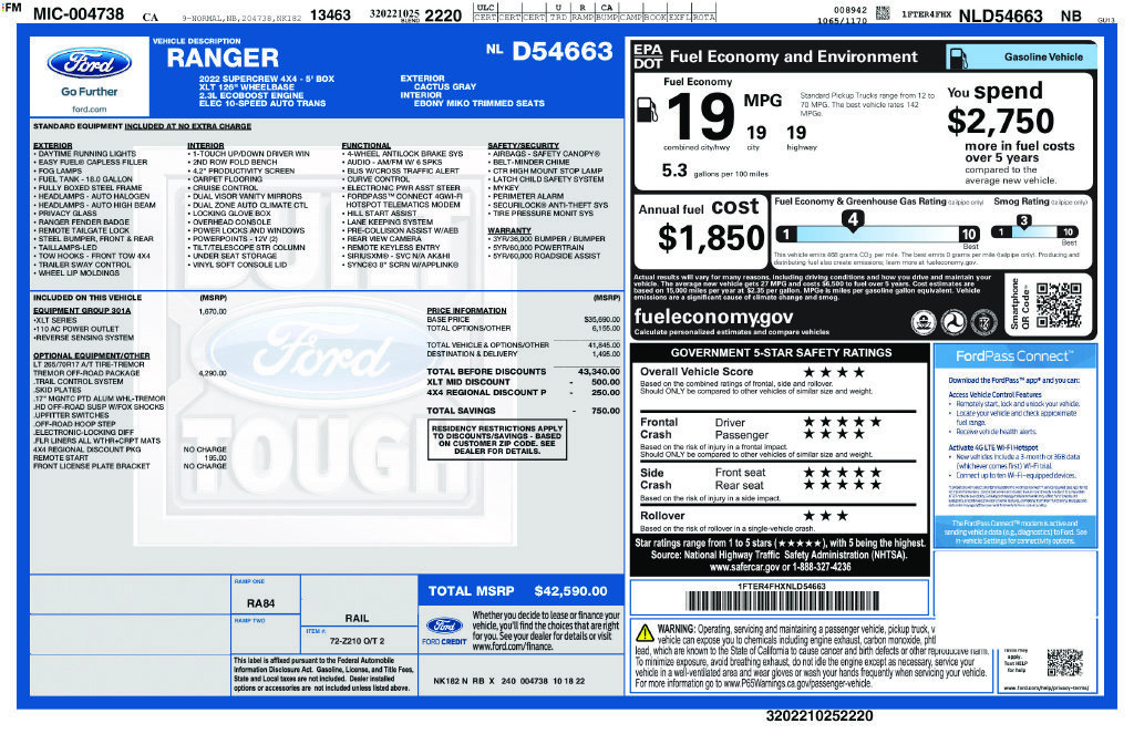Used 2022 Ford Ranger XLT w/ Tremor Off-Road Package AWD/4WD image 39