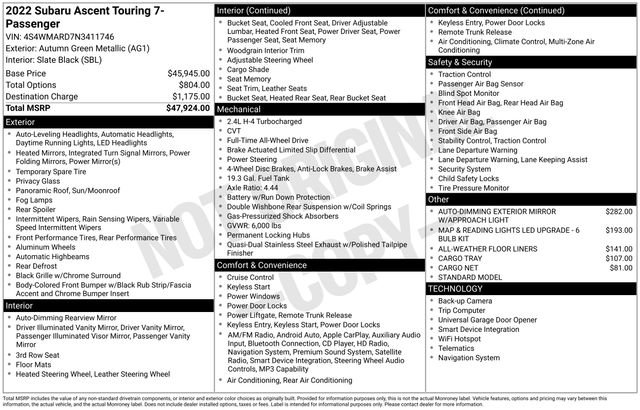 Used 2022 Subaru Ascent Touring image 33