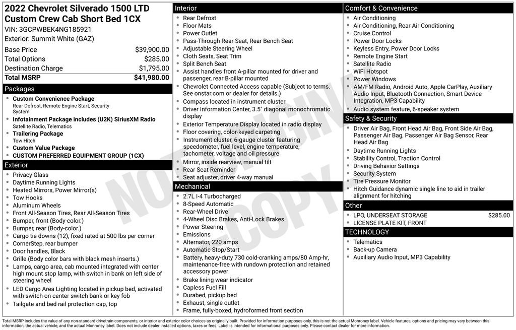 Used 2022 Chevrolet Silverado 1500 Custom image 2