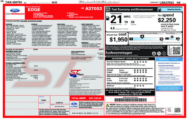 Used 2020 Ford Edge ST w/ Cold Weather Package AWD/4WD image 33