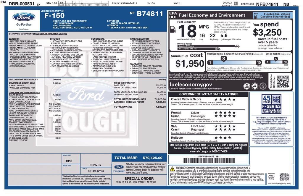 Used 2022 Ford F150 Lariat w/ Equipment Group 502A High AWD/4WD image 27