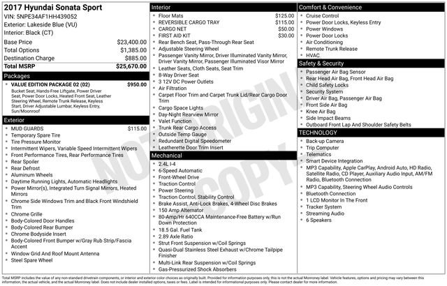 Used 2017 Hyundai Sonata Sport w/ Value Edition Package 02 FWD image 14