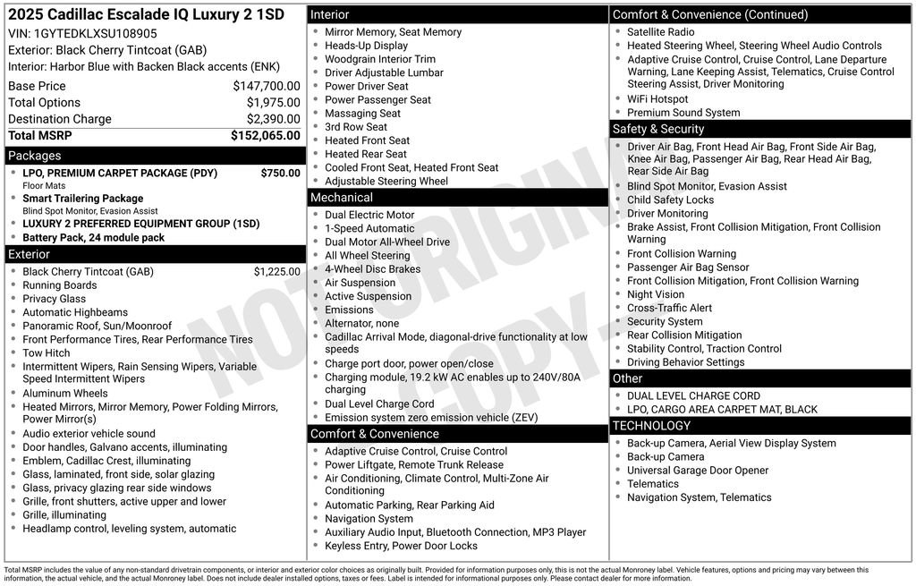 Used 2025 Cadillac Escalade IQ Luxury 2 w/ LPO, Premium Carpet Package image 34