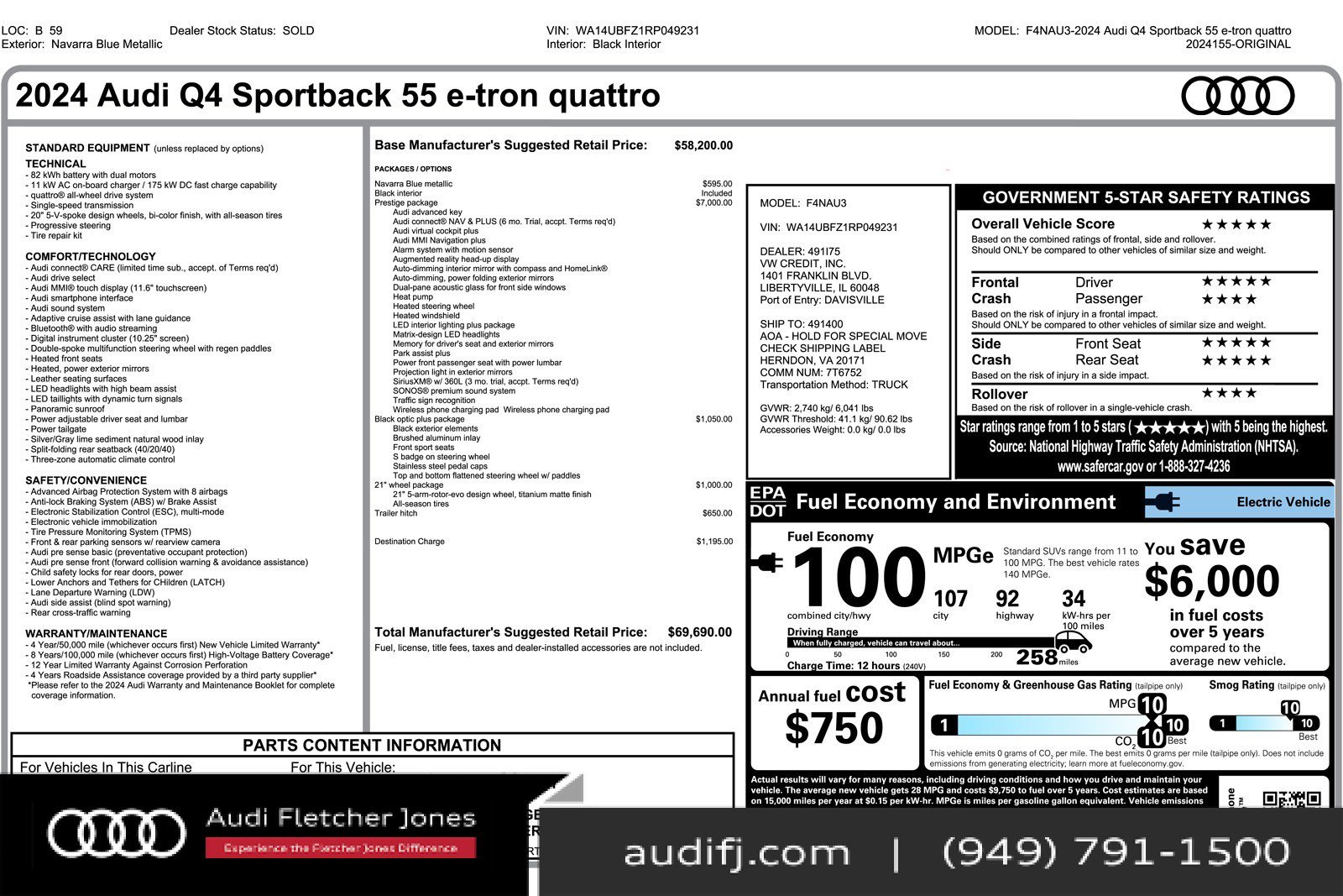 Used 2024 Audi Q4 e-tron Prestige w/ Black Optic Plus Package image 2