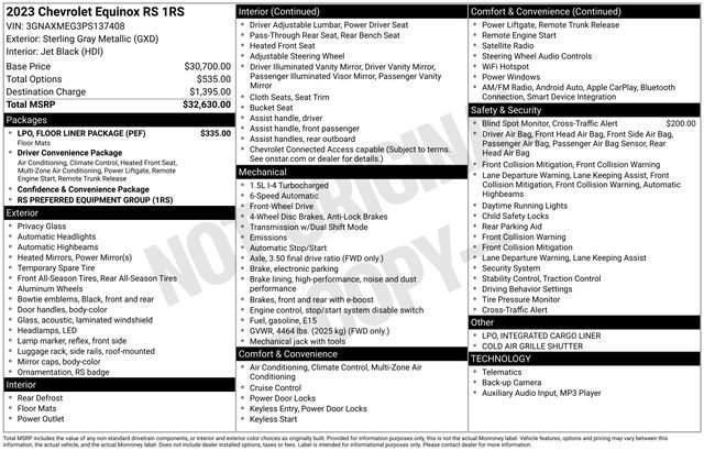 Certified 2023 Chevrolet Equinox RS w/ LPO, Floor Liner Package image 37