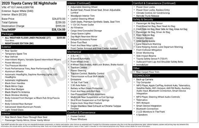 Certified 2020 Toyota Camry SE FWD image 32