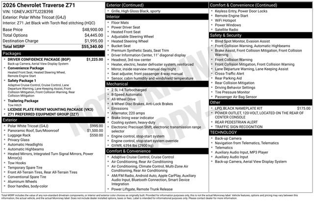New 2026 Chevrolet Traverse Z71 w/ Driver Confidence Package image 33