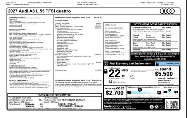 New 2027 Audi A8 L 3.0T AWD/4WD image 42
