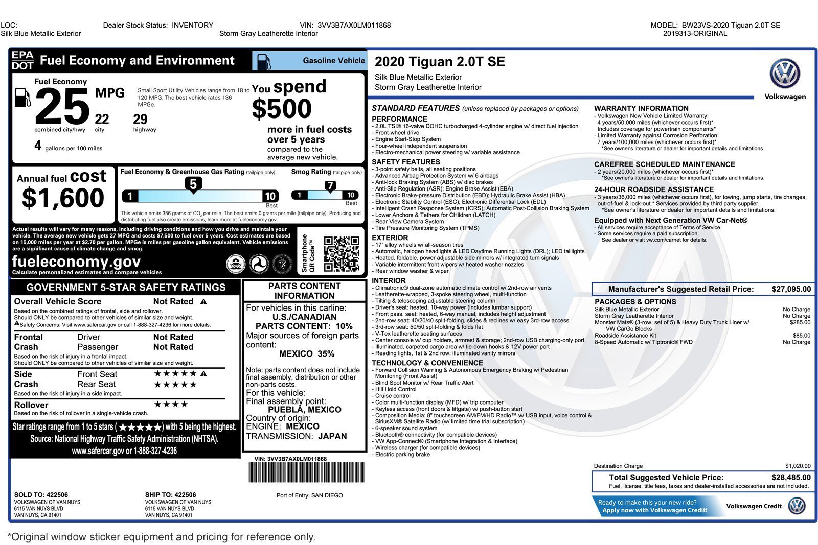 Used 2020 Volkswagen Tiguan SE image 2