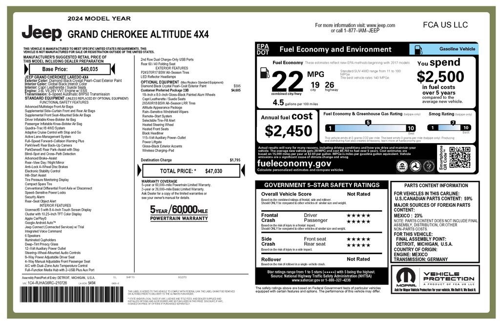 Certified 2024 Jeep Grand Cherokee Altitude AWD/4WD image 3