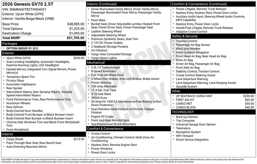 New 2026 Genesis GV70 2.5T AWD/4WD image 5