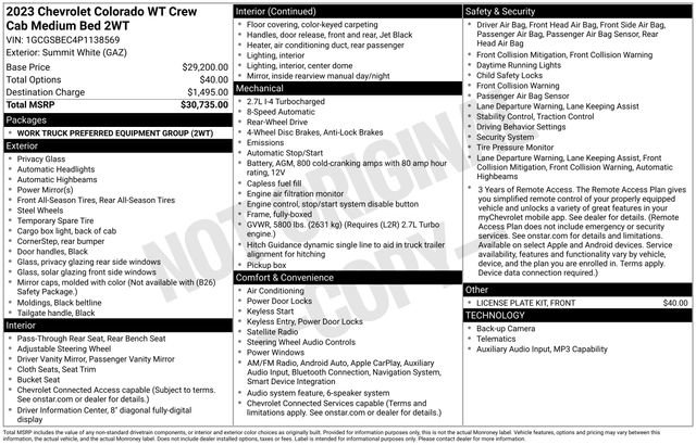 Certified 2023 Chevrolet Colorado W/T RWD image 29