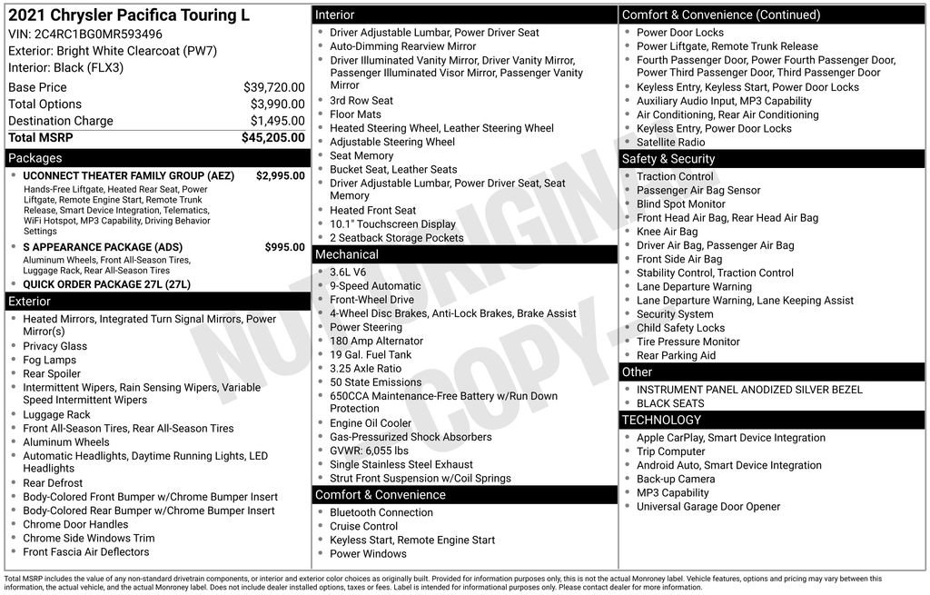 Used 2021 Chrysler Pacifica Touring-L w/ Uconnect Theater Family Group image 52