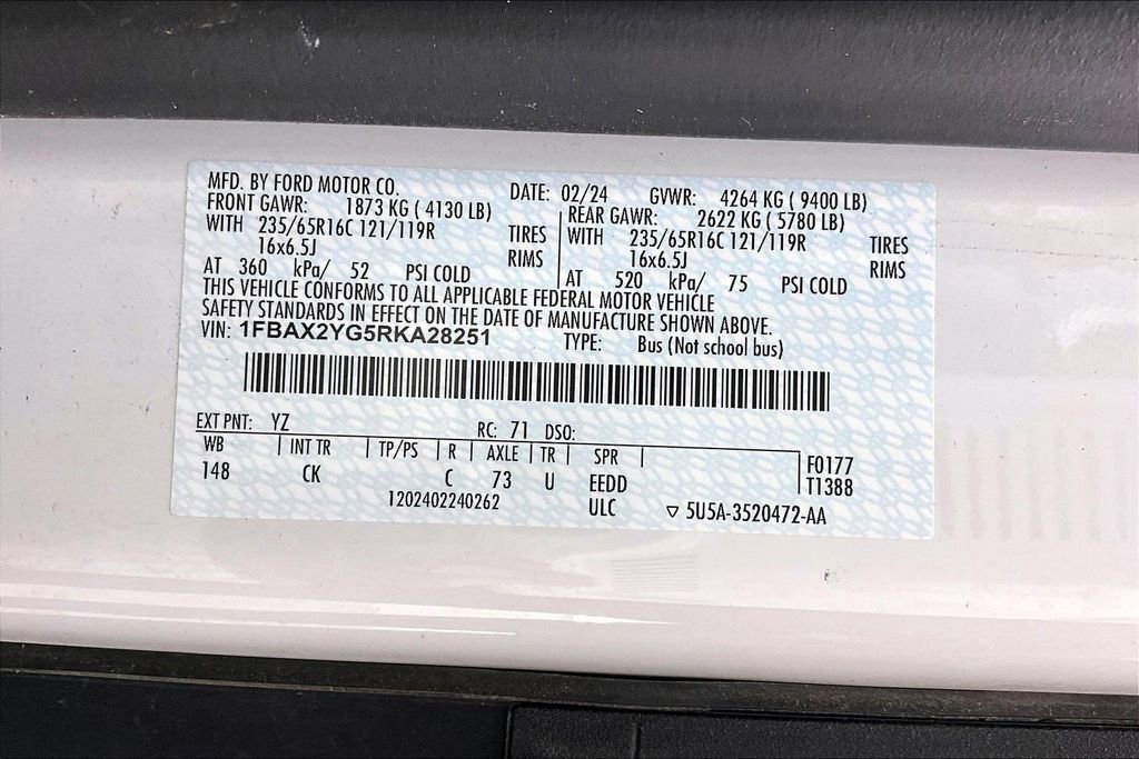 Certified 2024 Ford Transit 350 XLT image 34