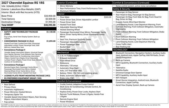 New 2027 Chevrolet Equinox RS w/ Safety and Technology Package FWD image 15