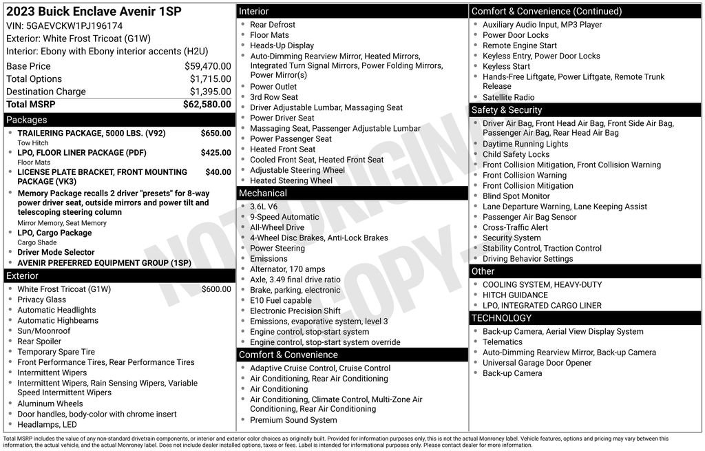 Certified 2023 Buick Enclave Avenir w/ Trailering Package, 5000 lbs. image 5